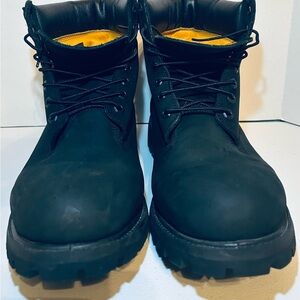 Timberland Black Work Boots with Yellow Lining
